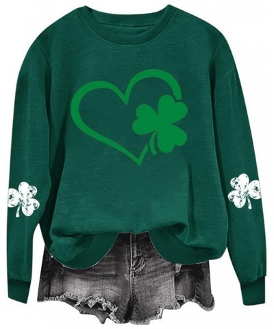 Womens St Patrick's Day Shirt Irish Shamrock Paddy's Day Graphic Festival Tees Lucky Clover Tops Long Sleeve Heart Sweatshirt...