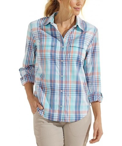 UPF 50+ Women's Mylitta Travel Shirt - Sun Protective Multicolor Oasis Plaid $17.22 Blouses