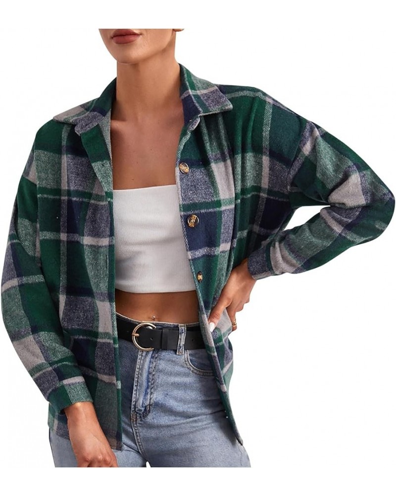 Womens Flannel Plaid Shackets Jackets 2024 Long Sleeve Shirts Tops Fashion Button Down Corduroy Outfits Clothes With Pockets ...