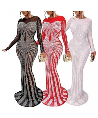 Women's Sexy Hot Drilling Craft Rhinestone Dress Bodycon Party Club Night Out Dresses Clubwear 1a-white $31.49 Dresses