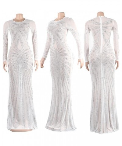 Women's Sexy Hot Drilling Craft Rhinestone Dress Bodycon Party Club Night Out Dresses Clubwear 1a-white $31.49 Dresses