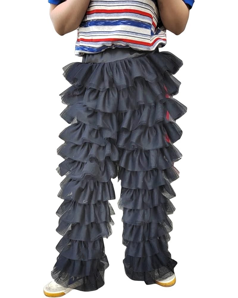 Women Tiered Layered Mesh Party Tulle Long Pants Ruffled Tulle Pants Evening Party Layered Pants Black $11.95 Pants