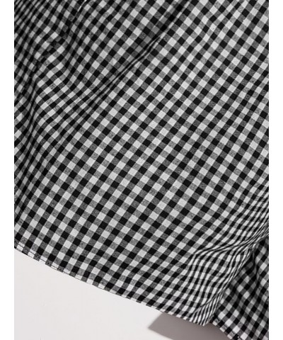 Women's Plus Size Plaid Pajama Shorts Elastic Waisted Sleep Lounge Shorts Black and White $9.84 Sleep & Lounge