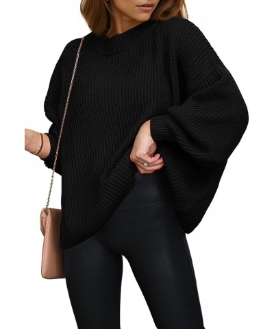 Womens Sweaters Spring 2024 Oversized Chunky Knitted Pullover Sweater Casual Long Sleeve Crewneck Cute Sweaters Black $26.31 ...