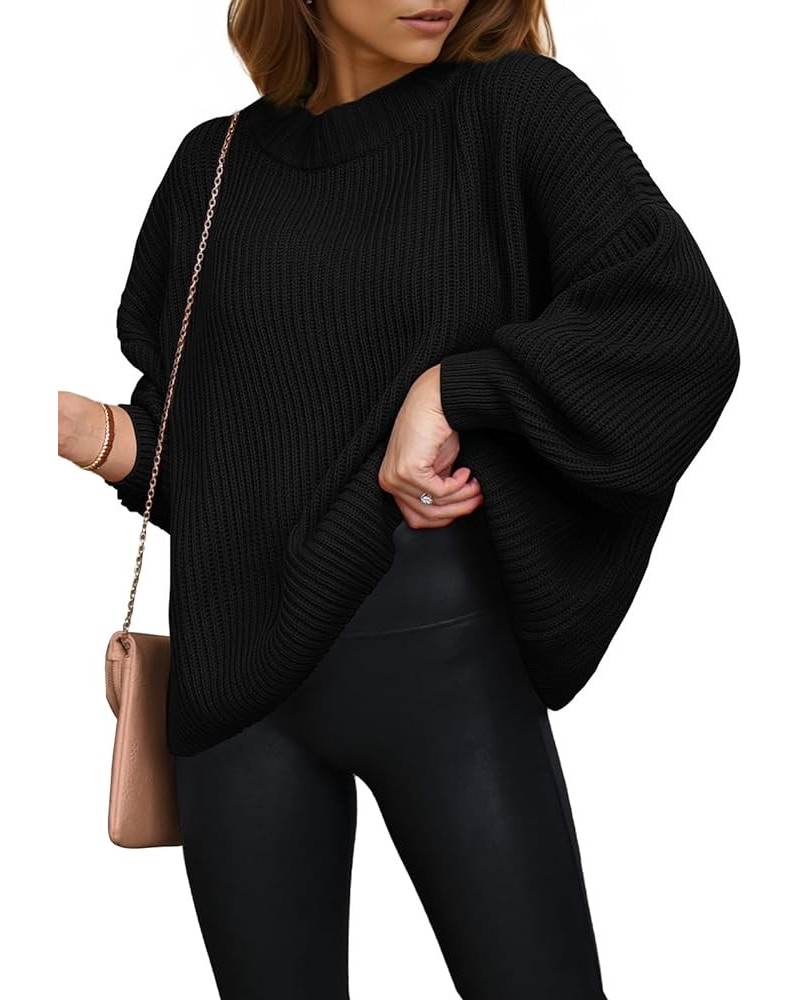 Womens Sweaters Spring 2024 Oversized Chunky Knitted Pullover Sweater Casual Long Sleeve Crewneck Cute Sweaters Black $26.31 ...