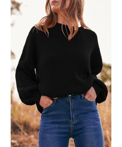 Womens Sweaters Spring 2024 Oversized Chunky Knitted Pullover Sweater Casual Long Sleeve Crewneck Cute Sweaters Black $26.31 ...