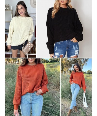 Womens Sweaters Spring 2024 Oversized Chunky Knitted Pullover Sweater Casual Long Sleeve Crewneck Cute Sweaters Black $26.31 ...