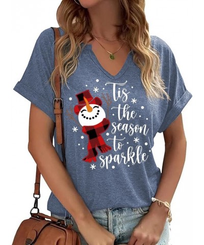 Tis The Season Halloween T-Shirt Womens Funny Pumpkin Short Sleeve Shirts Fall Season Graphic Tee Tops X-blue $8.84 Tops