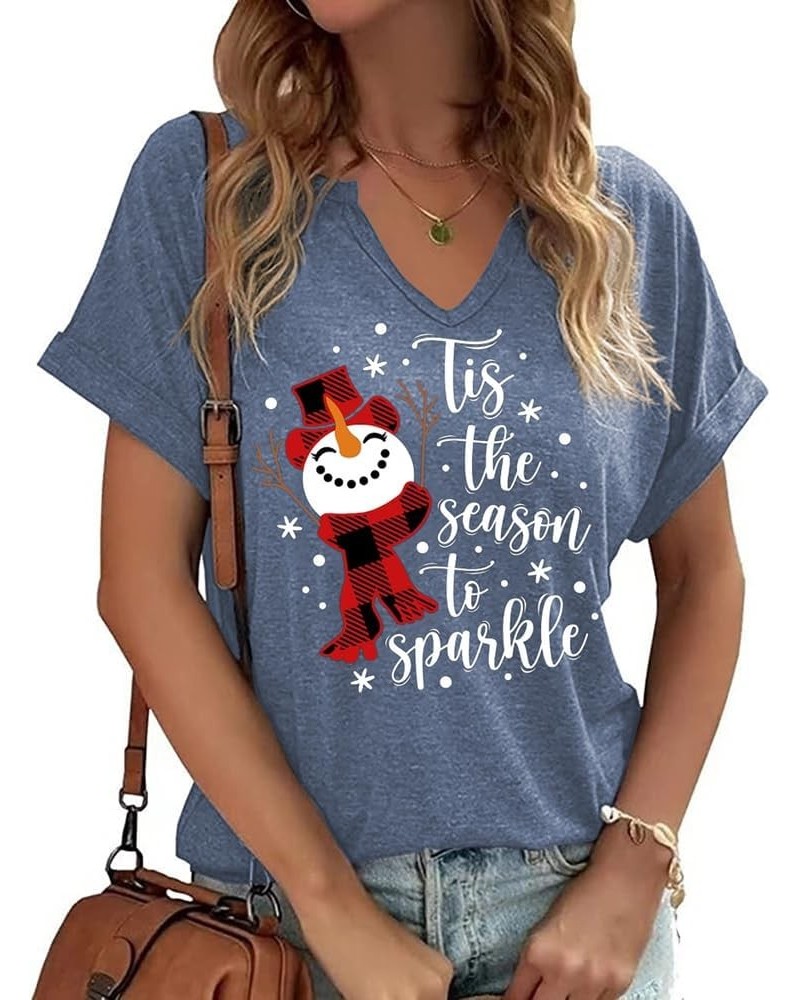 Tis The Season Halloween T-Shirt Womens Funny Pumpkin Short Sleeve Shirts Fall Season Graphic Tee Tops X-blue $8.84 Tops