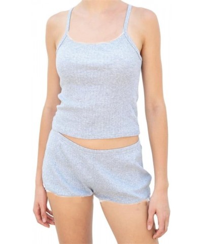 Two Piece Outfits for Women Lounge Set Y2k Crop Top Shirt Shorts Set Summer Outfits Loungewear Pajamas Set Grey-002 $9.68 Sle...