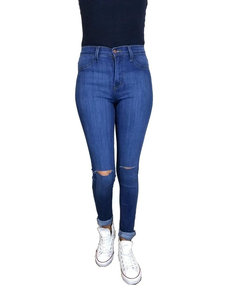 Women's Stretch Skinny Jeans - High Waisted Slit Ripped Knee Solid Casual Denim Pants Medium $21.34 Jeans