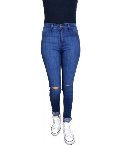 Women's Stretch Skinny Jeans - High Waisted Slit Ripped Knee Solid Casual Denim Pants Medium $21.34 Jeans