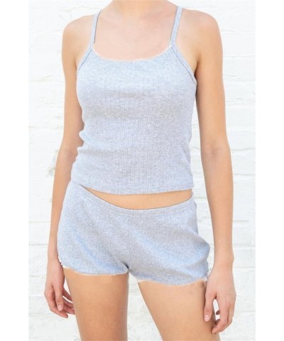 Two Piece Outfits for Women Lounge Set Y2k Crop Top Shirt Shorts Set Summer Outfits Loungewear Pajamas Set Grey-002 $9.68 Sle...