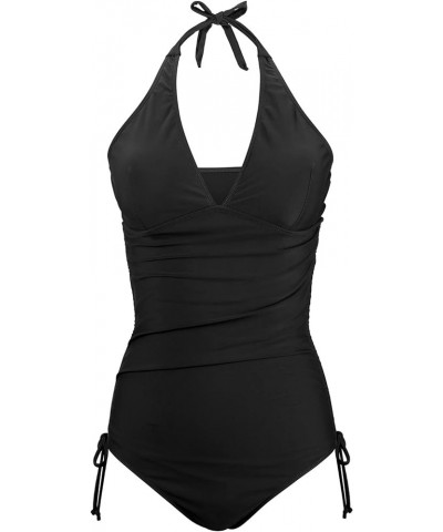 Womens One Piece Swimsuits Tummy Control High Waisted Bathing Suit Sexy V Neck Swimwear Black $14.28 Swimsuits