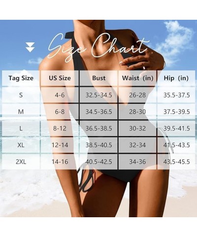 Womens One Piece Swimsuits Tummy Control High Waisted Bathing Suit Sexy V Neck Swimwear Black $14.28 Swimsuits