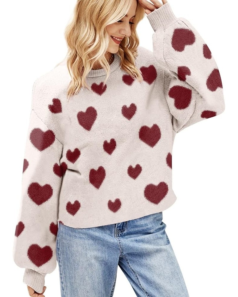 Women's Autumn&Spring Valentine's Day Love Pattern Knit Sweater Soft and Smooth Beautiful Sweater Fuzzy Retro A-a $10.94 Swea...