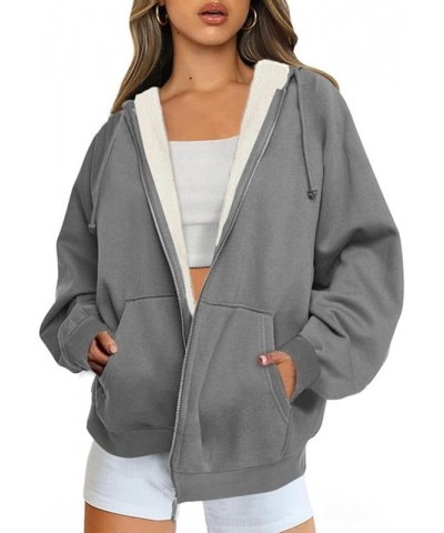 Womens Hoodies Casual Long Sleeve Zip Up Hoodie Fleece Sherpa Jackets for Women Casual Fall Deep Gray $24.74 Hoodies & Sweats...