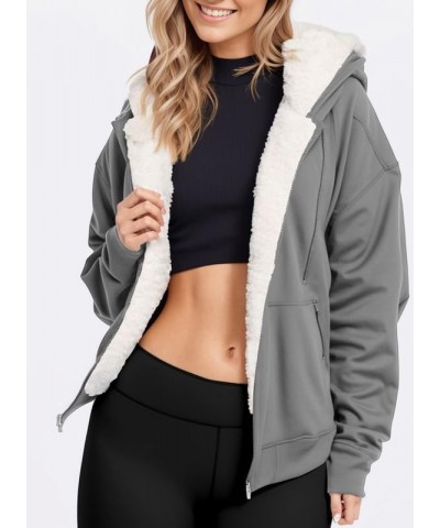 Womens Hoodies Casual Long Sleeve Zip Up Hoodie Fleece Sherpa Jackets for Women Casual Fall Deep Gray $24.74 Hoodies & Sweats...