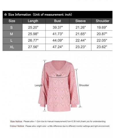 Women's Oversized Batwing Sleeve Crewneck Loose Hollow Knit Pullover Sweaters Tops Hollow Heart-pink $20.34 Sweaters