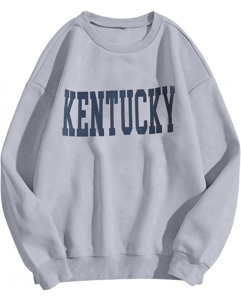 Oversized Crewneck Sweatshirt Women Long Sleeve Kentucky Letter Printed Hoodies Tops Vintage Casual Fashion Sweater Teen Girl...