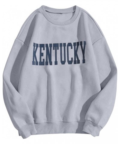 Oversized Crewneck Sweatshirt Women Long Sleeve Kentucky Letter Printed Hoodies Tops Vintage Casual Fashion Sweater Teen Girl...