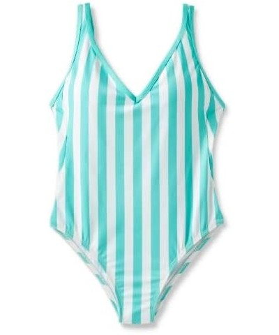 Women's V-Neck Over The Shoulder High Leg One Piece Swimsuit Bathing Suit Turquoise $12.19 Swimsuits