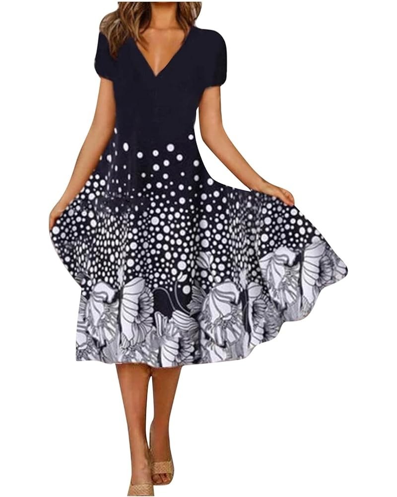 Summer Dresses for Women 2023 Short Sleeve/Sleeveless Floral V Neck Midi Dress Casual Fashion Flowy Dresses A-navy $10.96 Act...