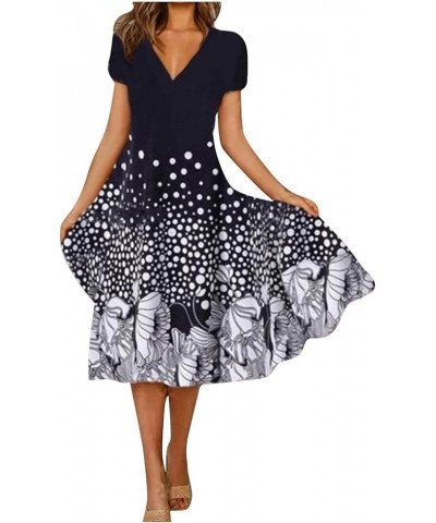 Summer Dresses for Women 2023 Short Sleeve/Sleeveless Floral V Neck Midi Dress Casual Fashion Flowy Dresses A-navy $10.96 Act...