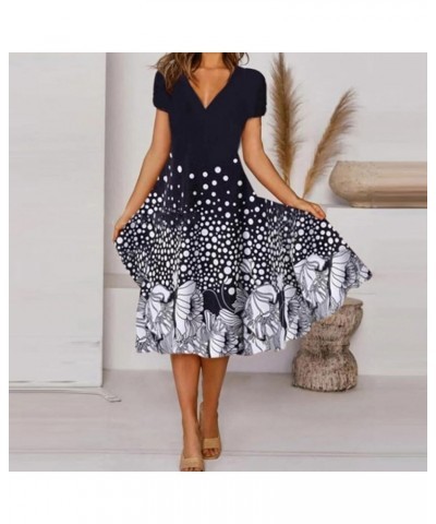 Summer Dresses for Women 2023 Short Sleeve/Sleeveless Floral V Neck Midi Dress Casual Fashion Flowy Dresses A-navy $10.96 Act...