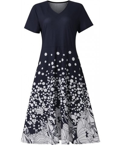 Summer Dresses for Women 2023 Short Sleeve/Sleeveless Floral V Neck Midi Dress Casual Fashion Flowy Dresses A-navy $10.96 Act...