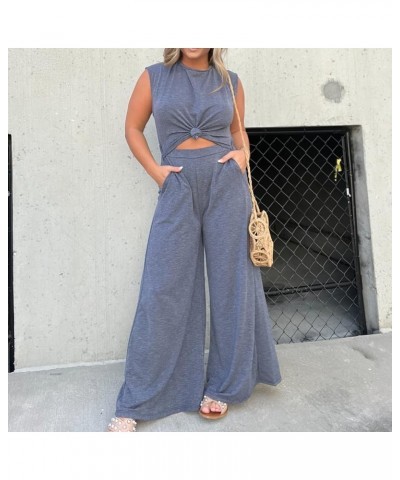 Jumpsuits For Women Solid Color Baggy Overalls Sexy Midriff-baring Fitting Elastic Casual Loose Sleeveless Wide Leg Jumpsuit ...