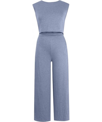 Jumpsuits For Women Solid Color Baggy Overalls Sexy Midriff-baring Fitting Elastic Casual Loose Sleeveless Wide Leg Jumpsuit ...