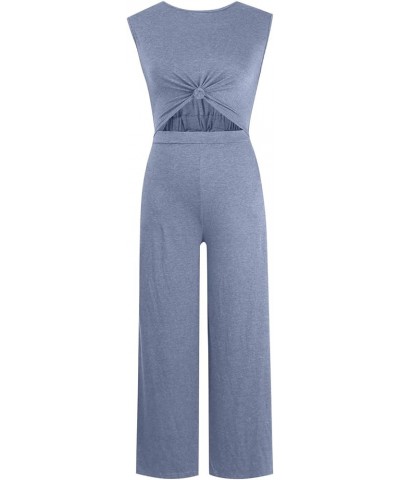 Jumpsuits For Women Solid Color Baggy Overalls Sexy Midriff-baring Fitting Elastic Casual Loose Sleeveless Wide Leg Jumpsuit ...