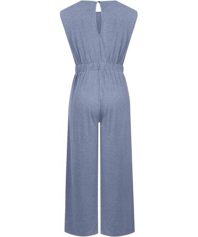 Jumpsuits For Women Solid Color Baggy Overalls Sexy Midriff-baring Fitting Elastic Casual Loose Sleeveless Wide Leg Jumpsuit ...