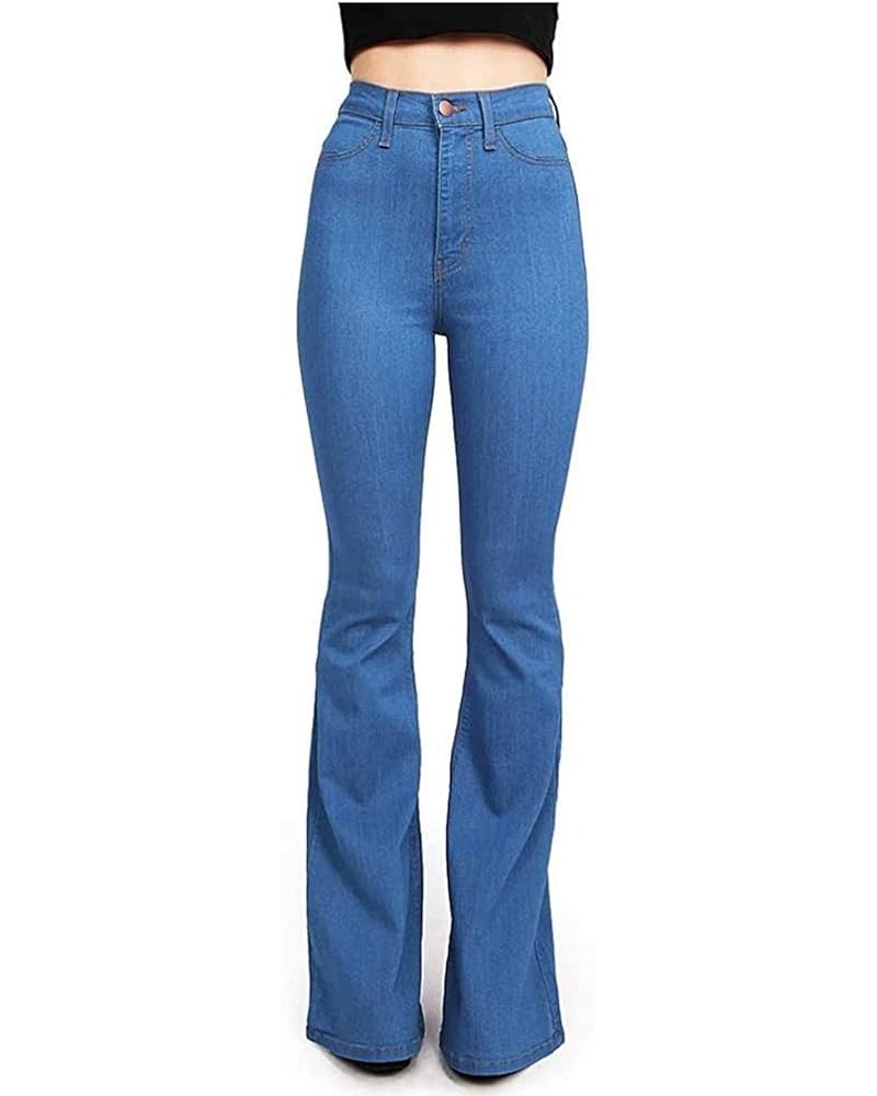 Womens Button Up Curvy Slim Fit Butt Lifting Denim Skinny Jeans Flare Denim Pants Bell Bottom Jeans Bootcut Jeans 03 Blue $9....