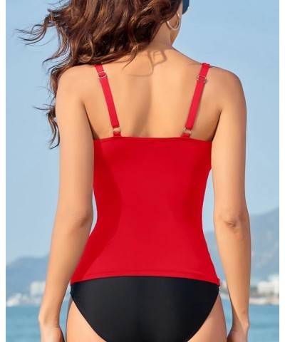 Tankini Tops for Women Swimwear Top Only Tummy Control Bathing Suit Top No Bottom Modest Swim Top Red $18.35 Swimsuits