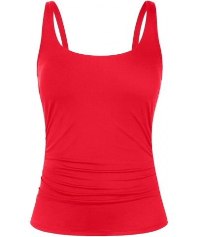 Tankini Tops for Women Swimwear Top Only Tummy Control Bathing Suit Top No Bottom Modest Swim Top Red $18.35 Swimsuits