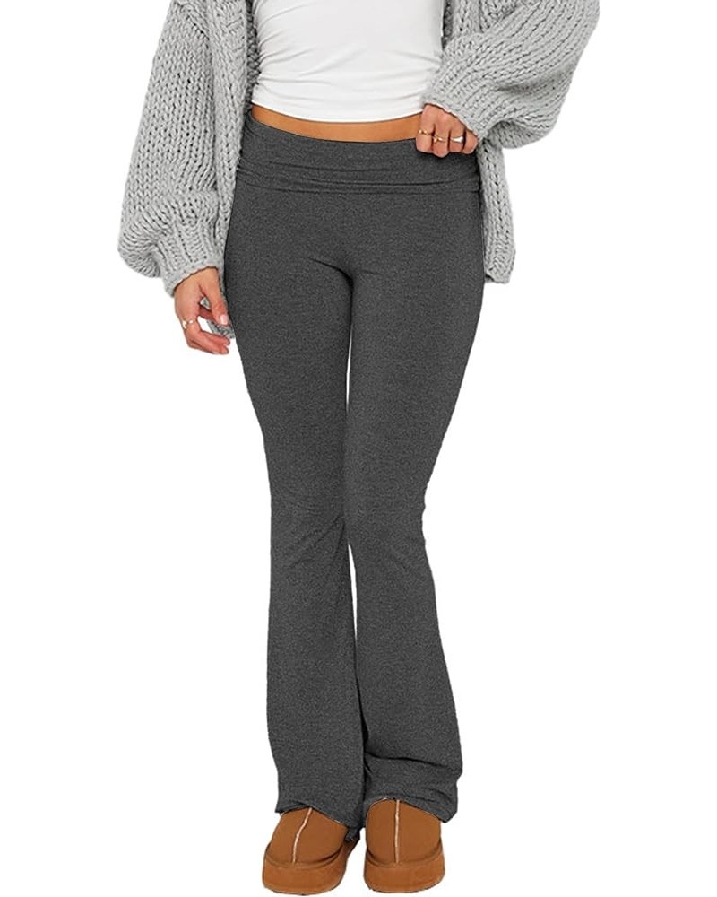 Women's Foldover Flare Yoga Pants Bootcut Flared Leggings Bell Bottom Low Rise Sweatpants Lounge Pants Dark Grey $16.73 Activ...