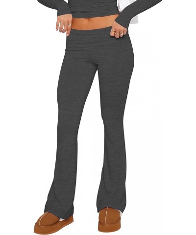 Women's Foldover Flare Yoga Pants Bootcut Flared Leggings Bell Bottom Low Rise Sweatpants Lounge Pants Dark Grey $16.73 Activ...