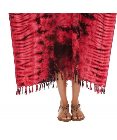 Women Hippie Tie Dye Caftan Kaftan Loungewear Maxi Plus Size Long Dress XL to 4X Red-14155 $22.87 Sleep & Lounge