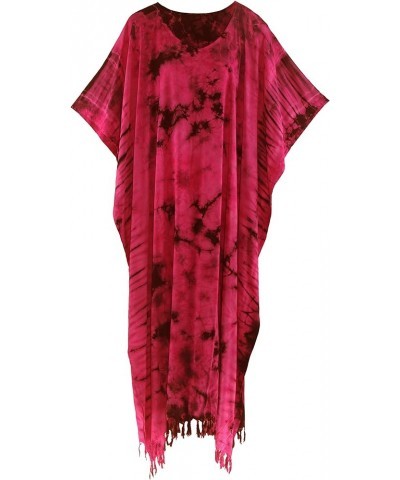 Women Hippie Tie Dye Caftan Kaftan Loungewear Maxi Plus Size Long Dress XL to 4X Red-14155 $22.87 Sleep & Lounge