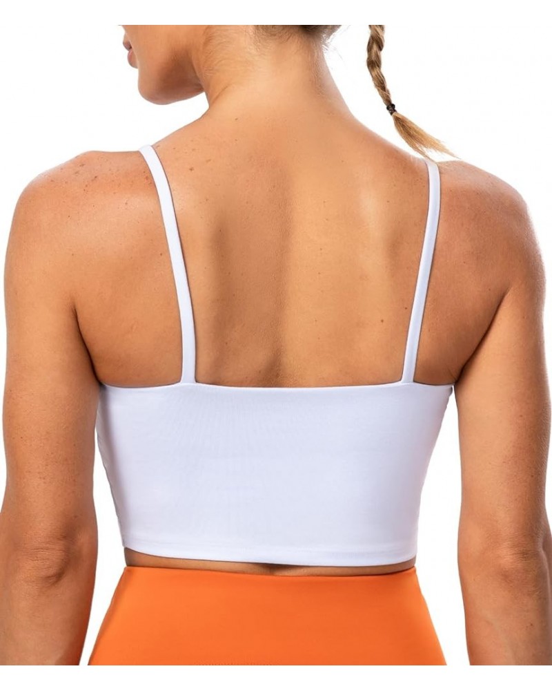 Women's Longline Sports Bra Yoga Cami Tank Top with Built in Bra White $12.00 Lingerie