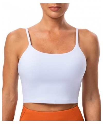 Women's Longline Sports Bra Yoga Cami Tank Top with Built in Bra White $12.00 Lingerie