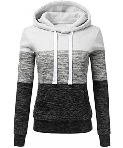 Women's Long Sleeve Stripe Color Block Hoodies Funnel Neck Pullover Hooded Sweatshirts F-white $14.26 Hoodies & Sweatshirts