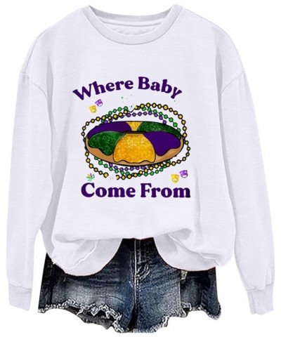 Mardi Gras Outfits for Women Trendy 2024 Graphic Sweatshirts Pullover Crewneck Sweatshirt Masquerade Going Out Tops 89 Mardi ...