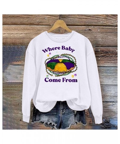 Mardi Gras Outfits for Women Trendy 2024 Graphic Sweatshirts Pullover Crewneck Sweatshirt Masquerade Going Out Tops 89 Mardi ...