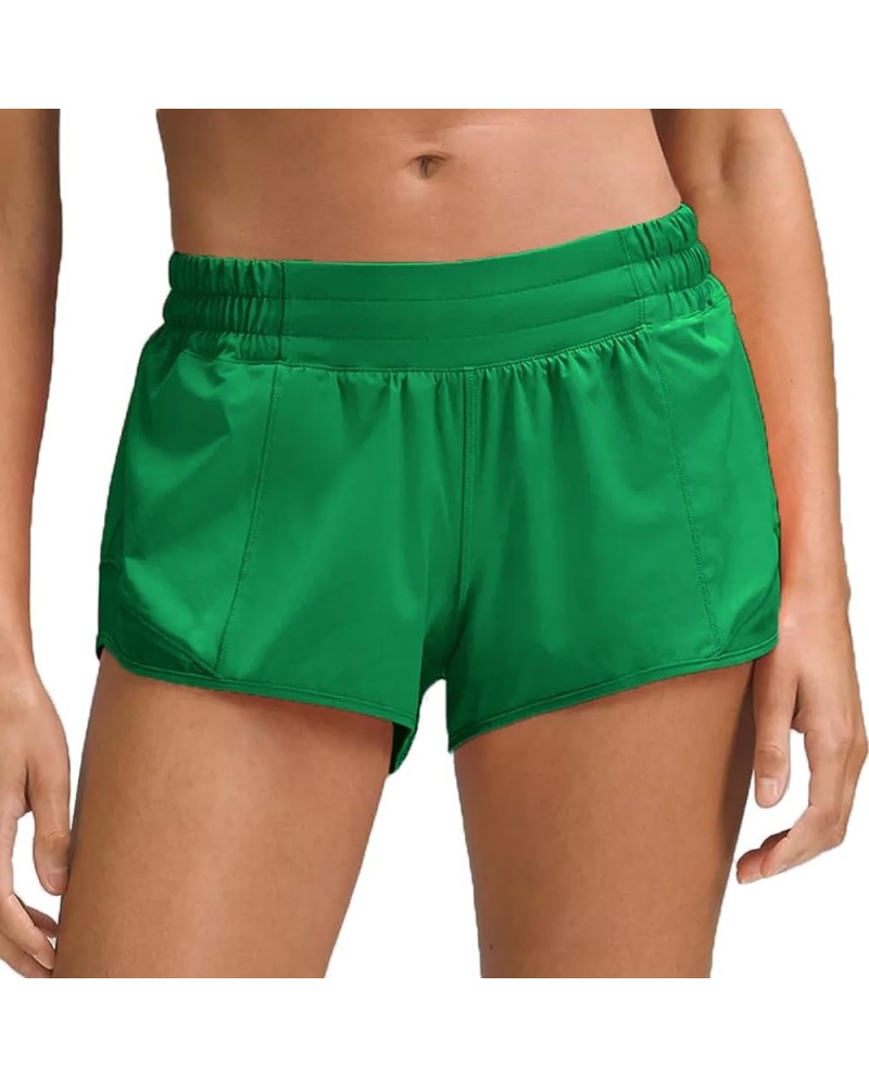 2.5'' Running Shorts for Women Built-in Liner Mesh Athletic Shorts with Zipper Pockets Yoga Workout Gym Shorts 2.5" 027 Green...