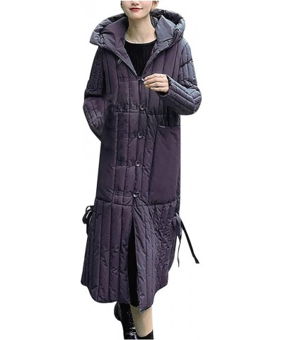 Women's Winter Coats 2023 Trendy Button Coat Long Puffer Korean Slim Coat Sleeve Casual Fashion Coat 1-purple $22.49 Jackets