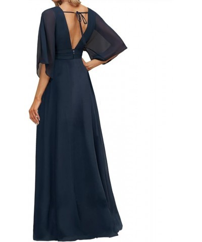 Mother of The Bride Dresses Long Wedding Guest Dresses for Women V-Neck Evening Formal Dresses Chiffon Ocean Blue $35.48 Dresses