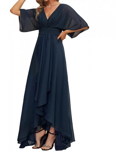 Mother of The Bride Dresses Long Wedding Guest Dresses for Women V-Neck Evening Formal Dresses Chiffon Ocean Blue $35.48 Dresses